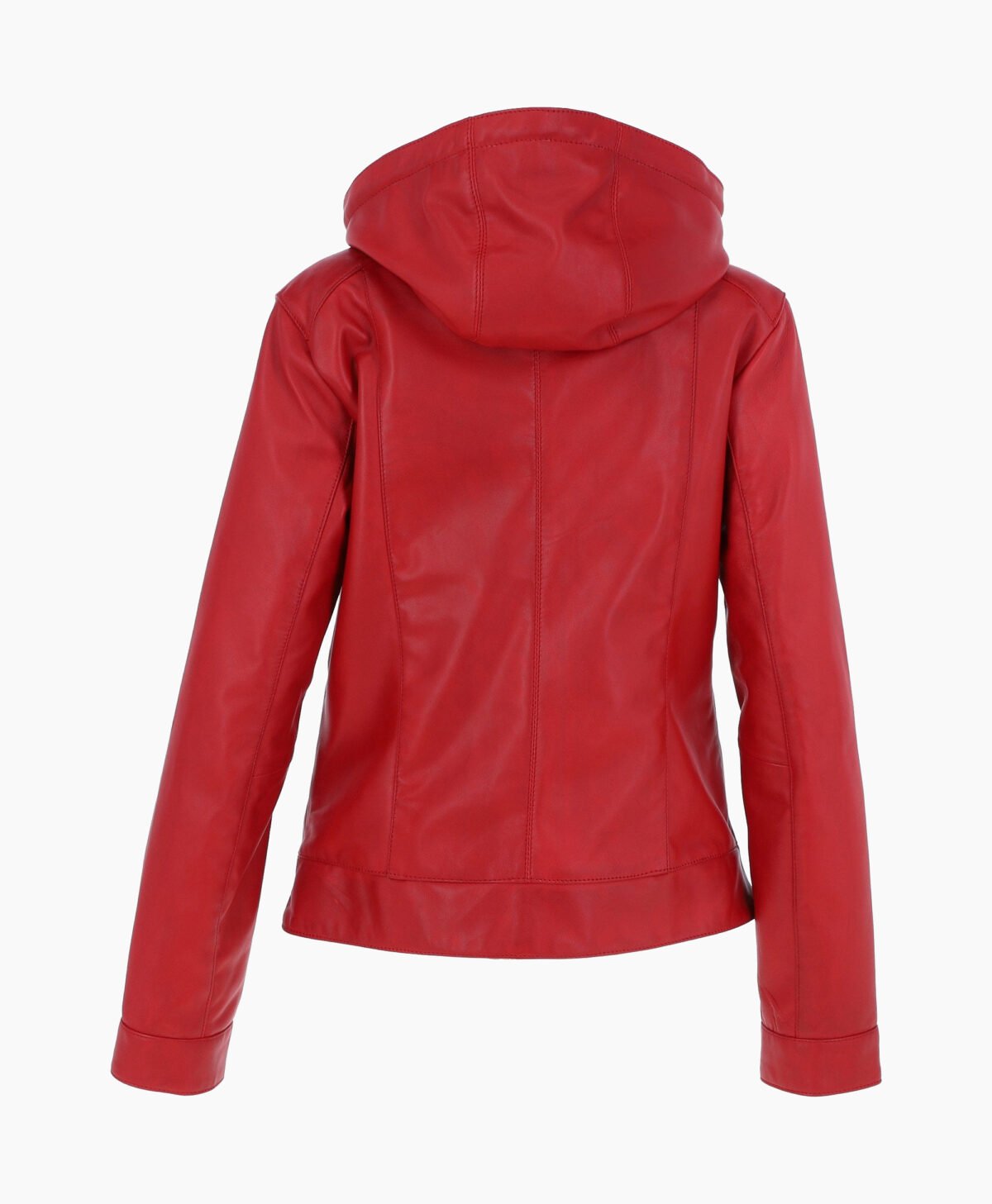 Women's Leather Hooded Jacket Red Sarasota