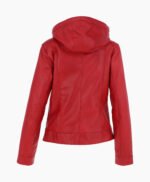 Women's Leather Hooded Jacket Red Sarasota