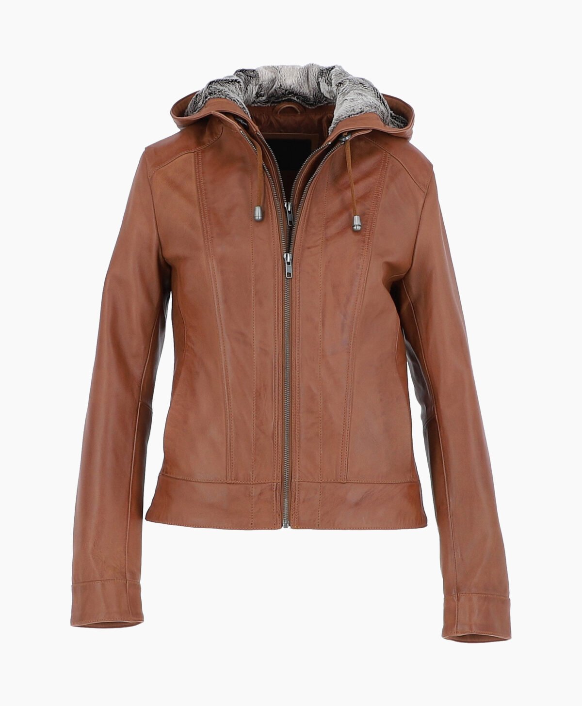 Women's Leather Hooded Jacket Tan Sarasota