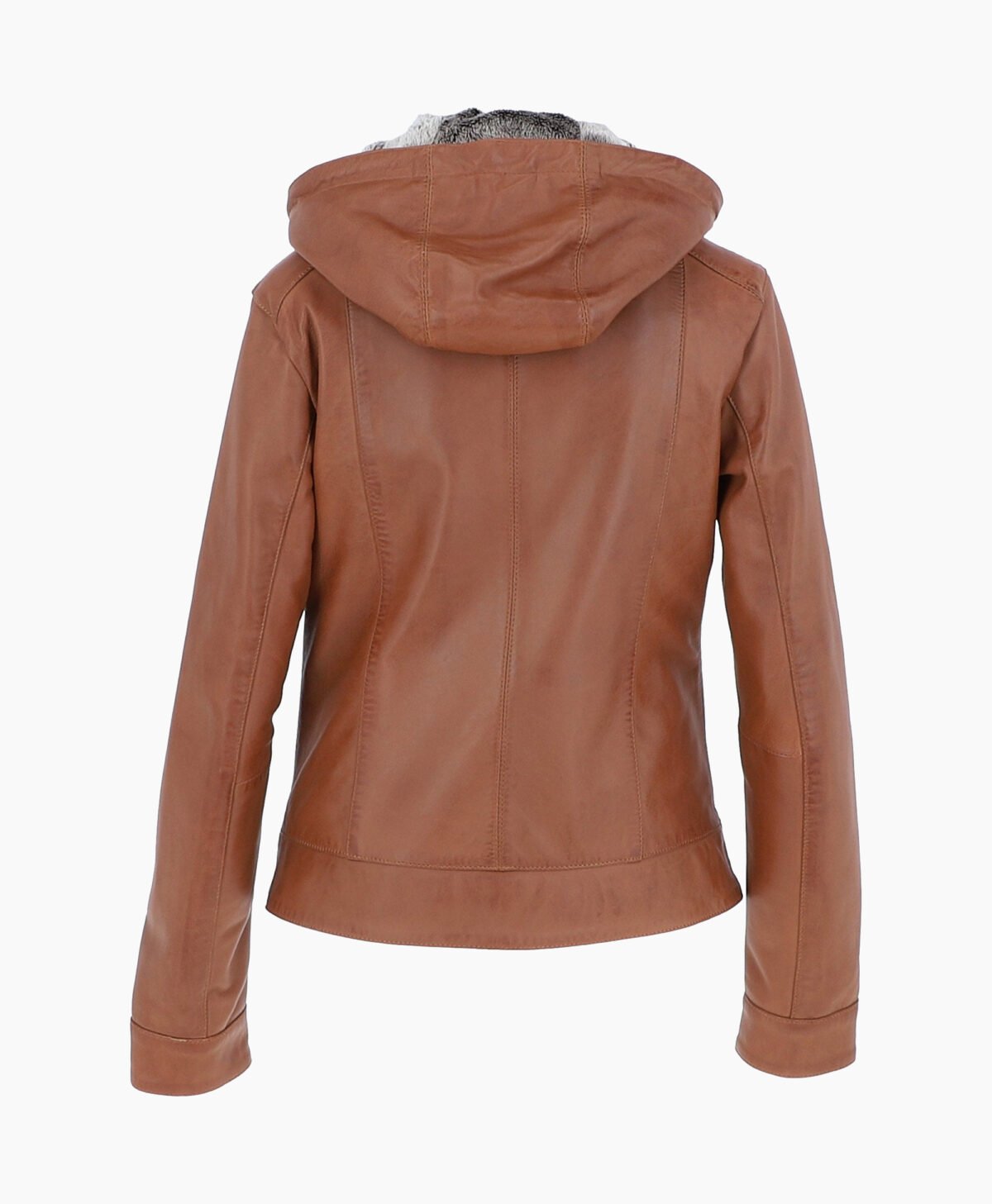 Women's Leather Hooded Jacket Tan Sarasota