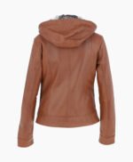 Women's Leather Hooded Jacket Tan Sarasota
