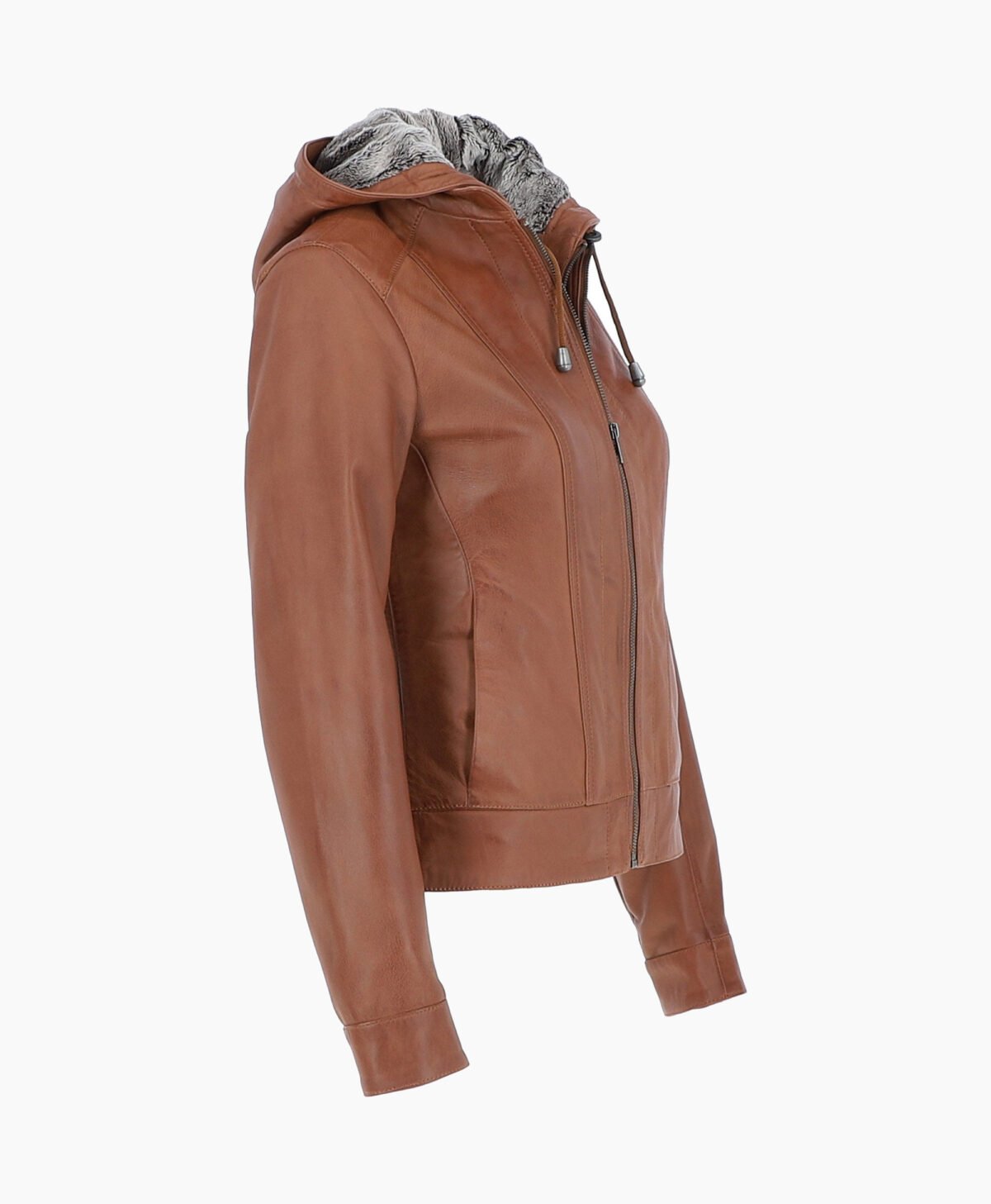 Women's Leather Hooded Jacket Tan Sarasota