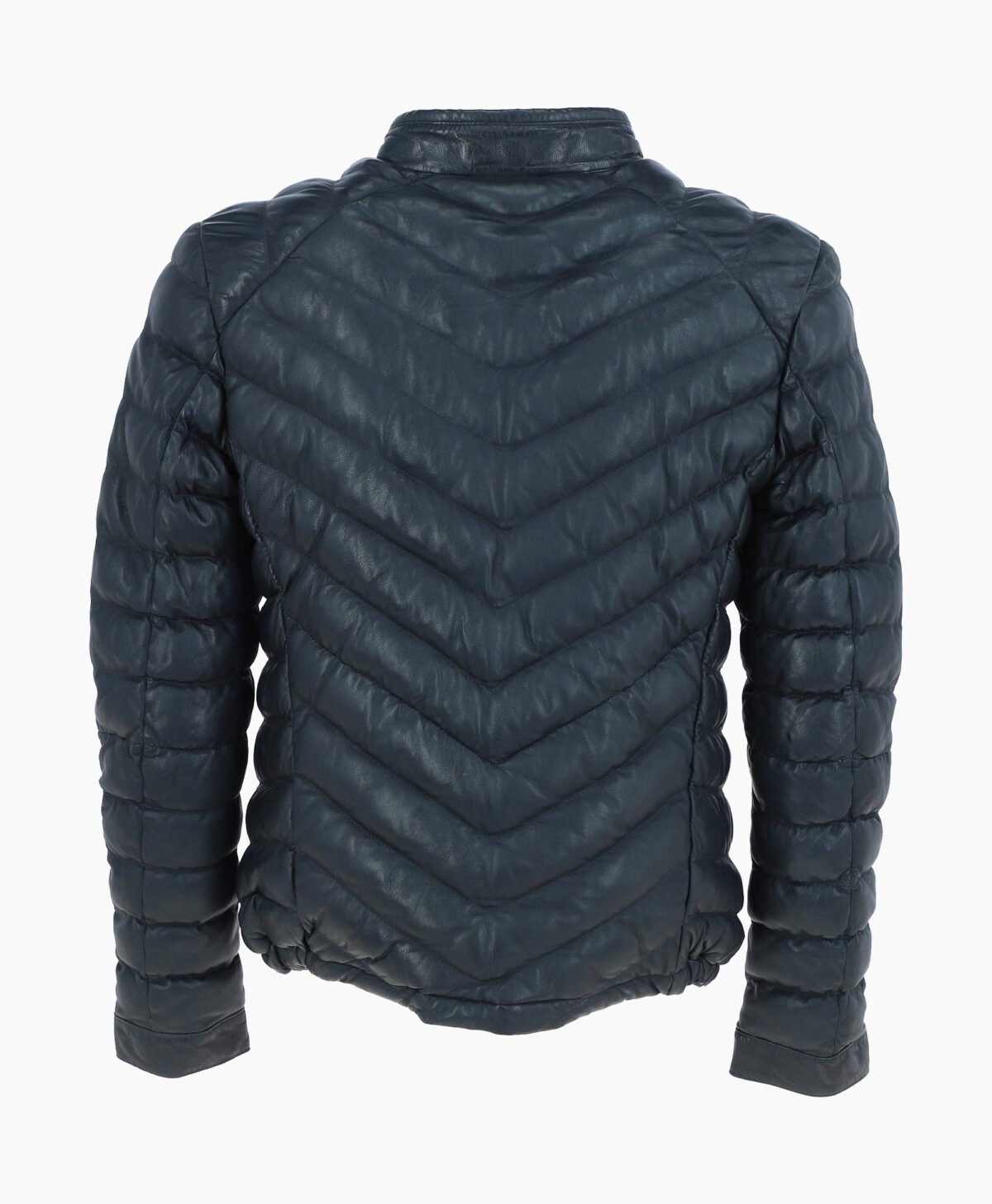 Men's Leather Puffer Jacket Navy Prescott