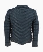 Men's Leather Puffer Jacket Navy Prescott