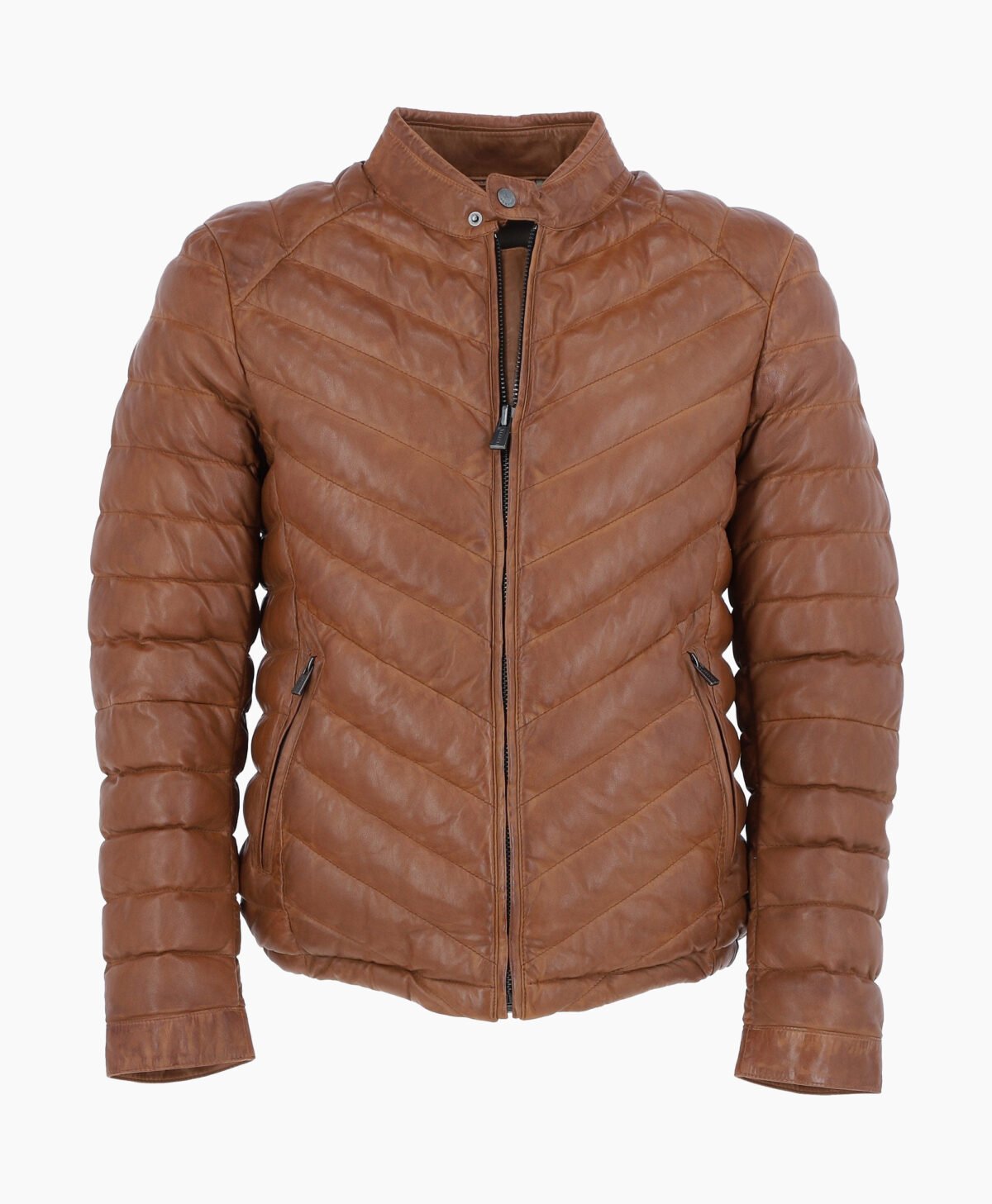 Men's Leather Puffer Jacket Tan Prescott Men's Leather Puffer Jacket Tan Prescott