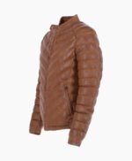 Men's Leather Puffer Jacket Tan Prescott