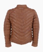 Men's Leather Puffer Jacket Tan Prescott