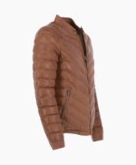 Men's Leather Puffer Jacket Tan Prescott