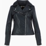 Women's Leather Biker Jacket Black Greeley