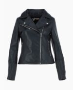 Women's Leather Biker Jacket Black Greeley
