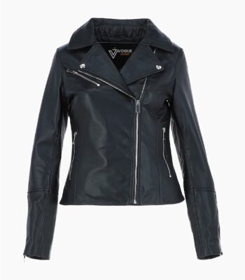 Women's Leather Biker Jacket Black Greeley