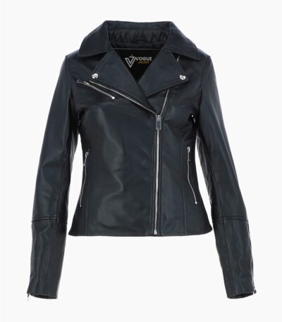 Women's Leather Biker Jacket Black Greeley