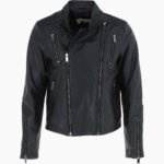 Men's Leather Biker Jacket Black Logan