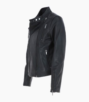 Men's Leather Biker Jacket Black Logan