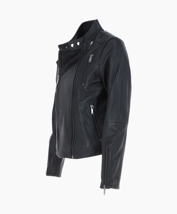 Leather Biker Jacket Black Logan