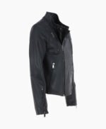 Men's Leather Biker Jacket Black Logan