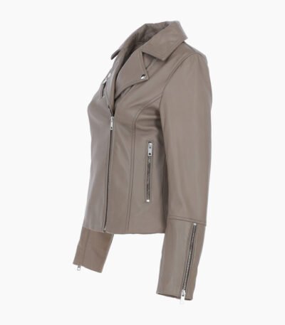 Women's Leather Biker Jacket Gray Greeley