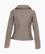 Women's Leather Biker Jacket Gray Greeley