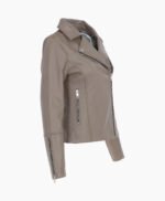 Women's Leather Biker Jacket Gray Greeley