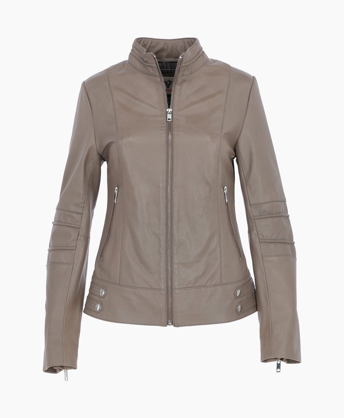 Women's Leather Biker Jacket Gray Lahaina