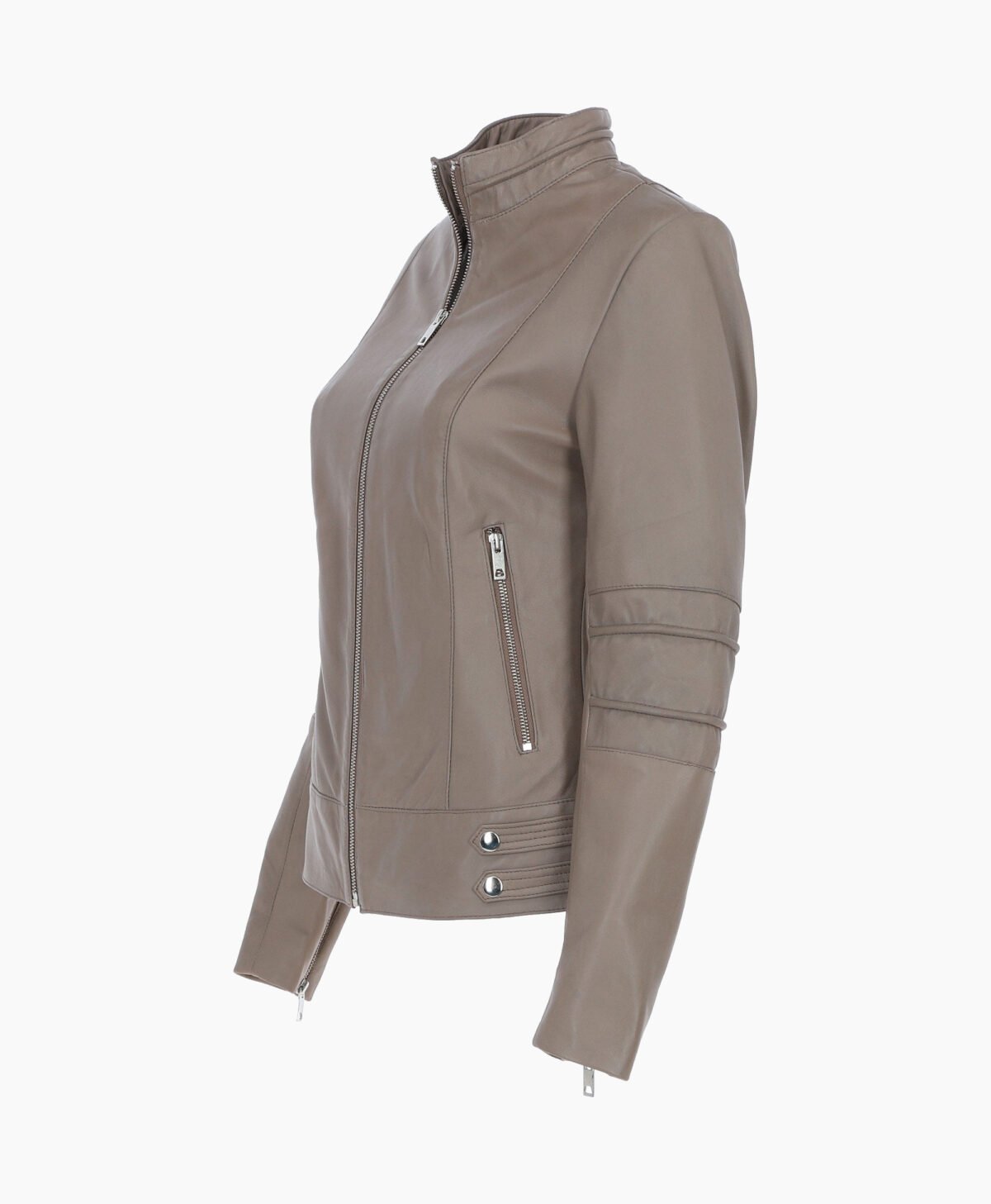 Women's Leather Biker Jacket Gray Lahaina