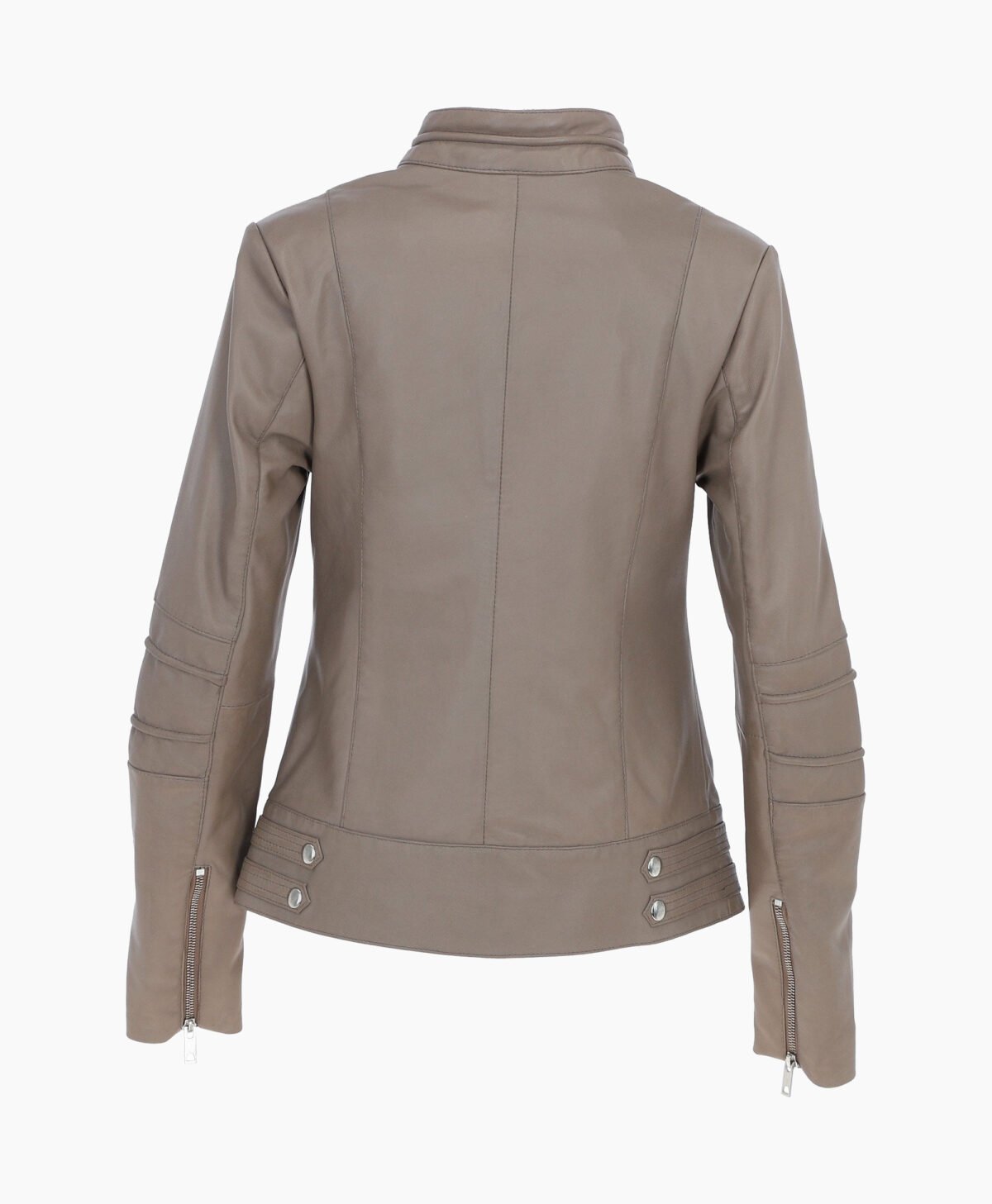 Women's Leather Biker Jacket Gray Lahaina