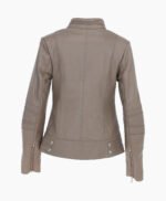 Women's Leather Biker Jacket Gray Lahaina
