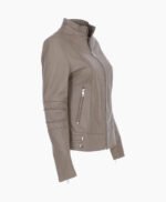 Women's Leather Biker Jacket Gray Lahaina