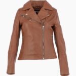 Women's Leather Biker Jacket Tan Greeley