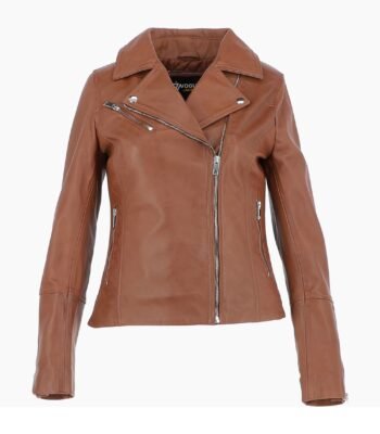 Women's Leather Biker Jacket Tan Greeley