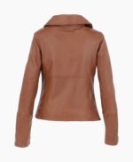 Women's Leather Biker Jacket Tan Greeley