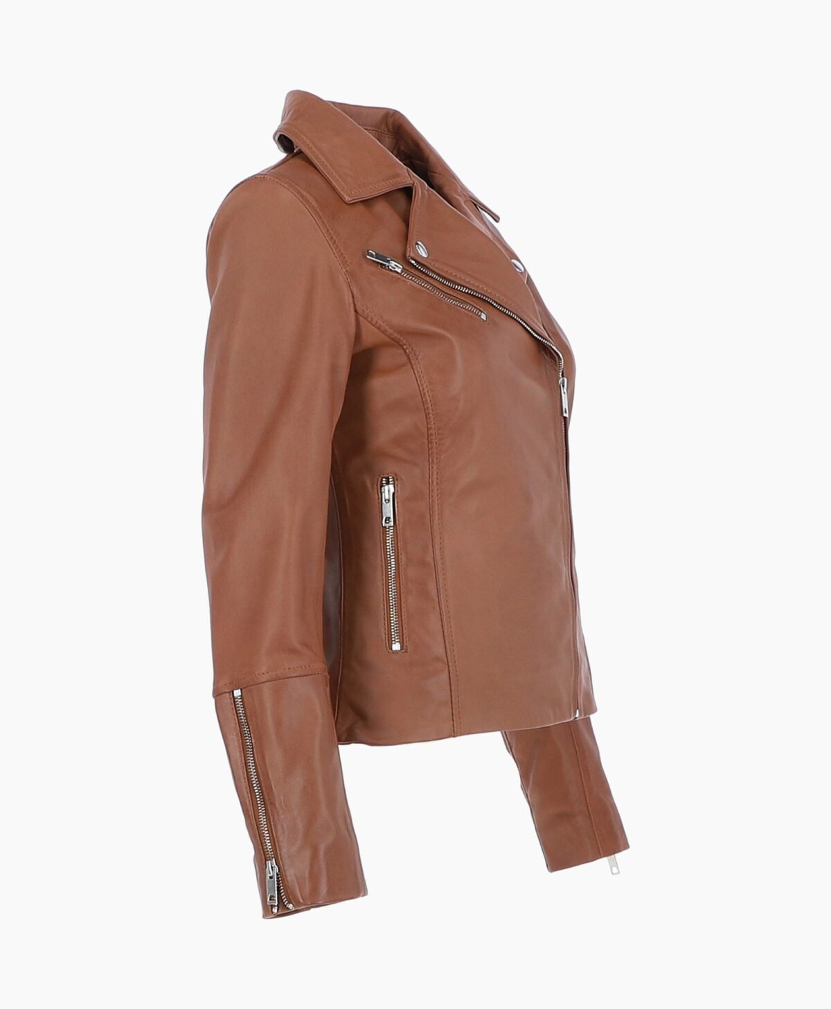 Women's Leather Biker Jacket Tan Greeley