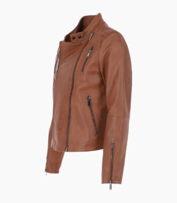 Men's Leather Biker Jacket Tan Logan