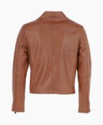 Men's Leather Biker Jacket Tan Logan