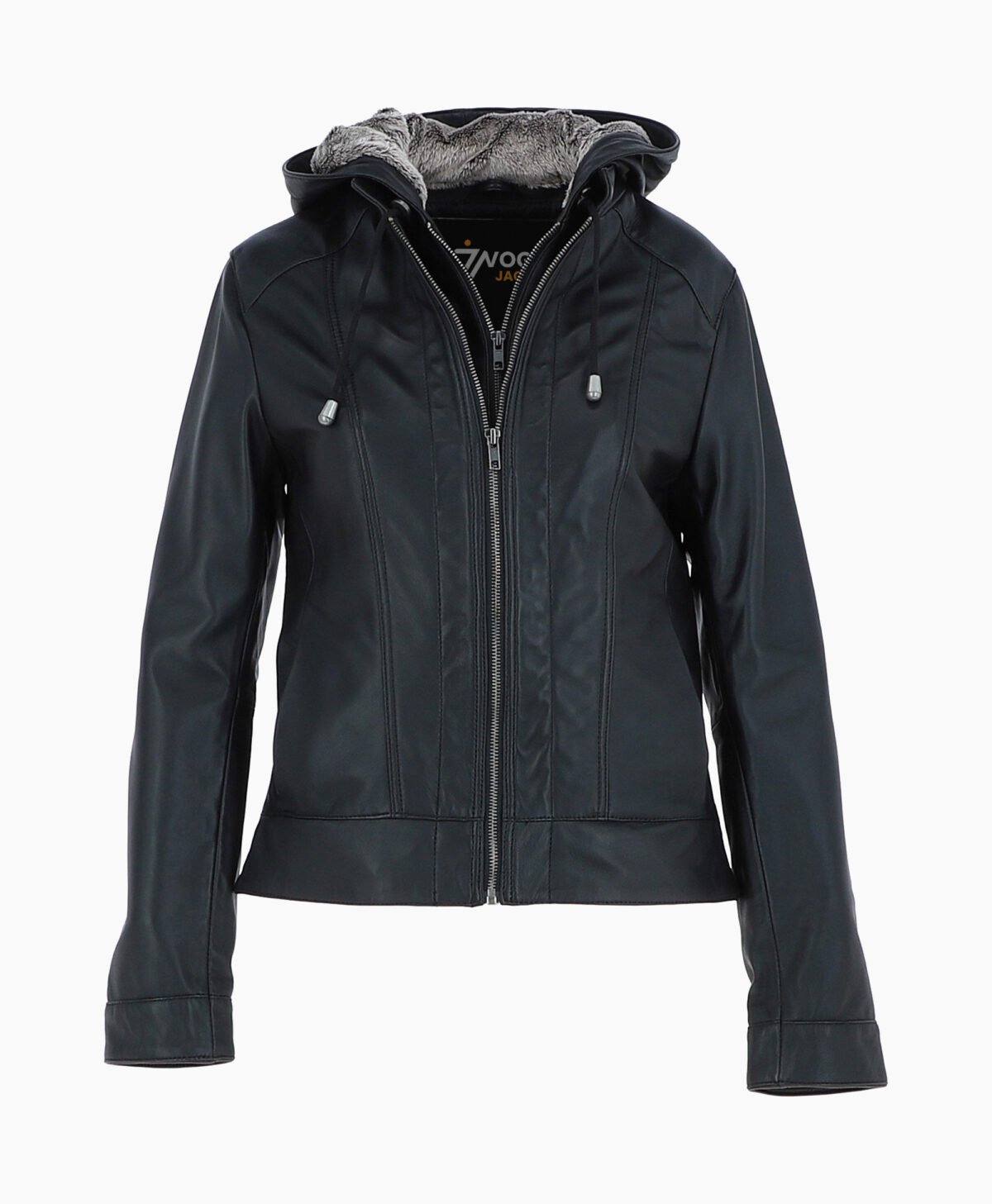 Women's Leather Hooded Jacket Black Sarasota Women's Leather Hooded Jacket Black Sarasota