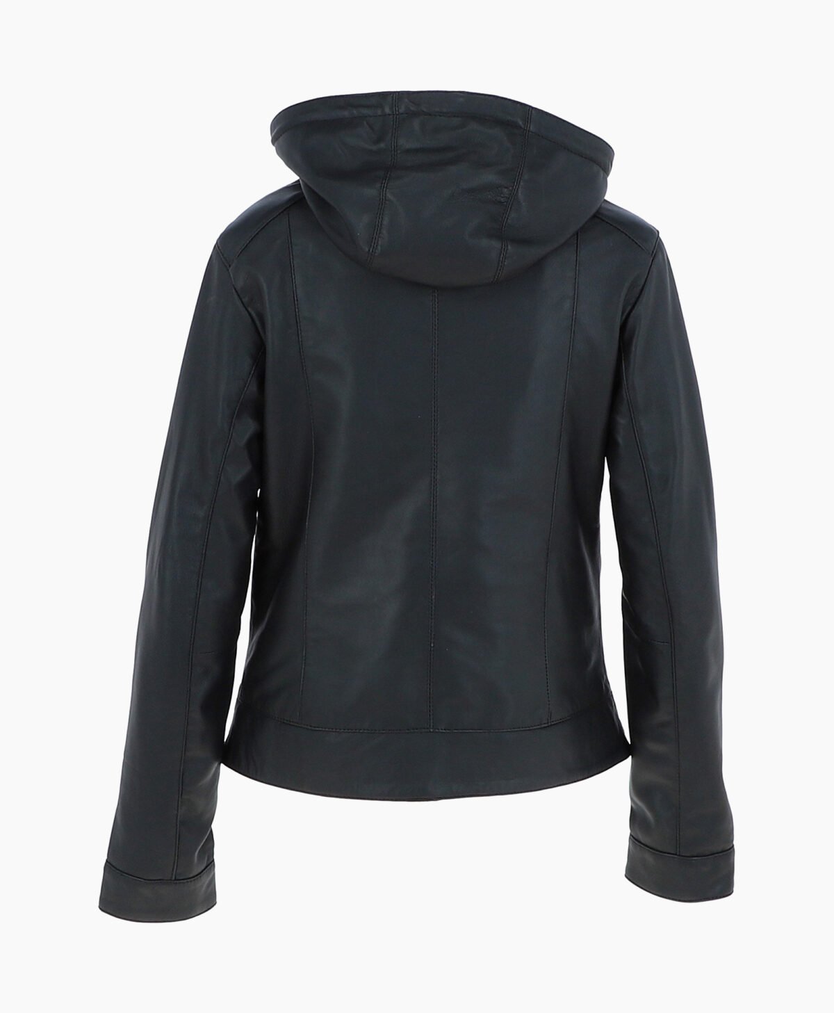Women's Leather Hooded Jacket Black Sarasota