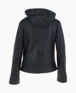Women's Leather Hooded Jacket Black Sarasota