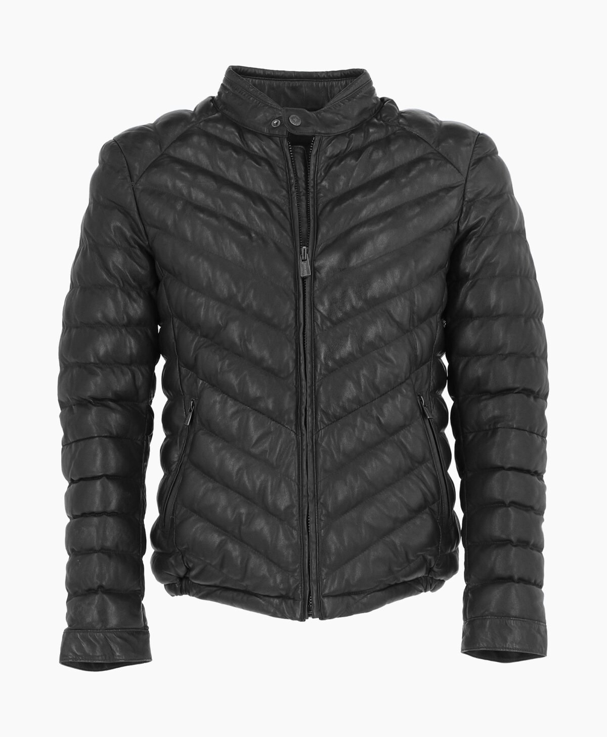 Men's Leather Puffer Jacket Black Prescott Men's Leather Puffer Jacket Black Prescott