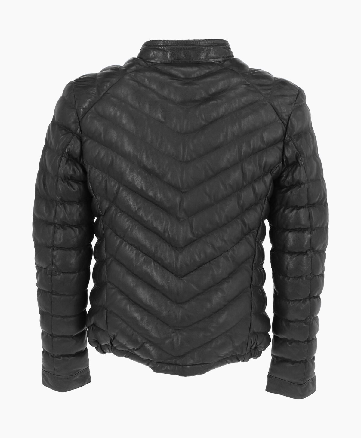 Men's Leather Puffer Jacket Black Prescott