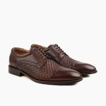 Ashbourne Derby Brown Woven Leather Shoes