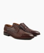 Ashbourne Derby Brown Woven Leather Shoes