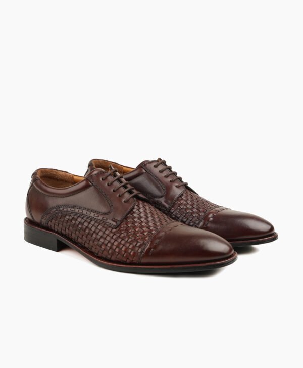 Ashbourne Derby Brown Woven Leather Shoes