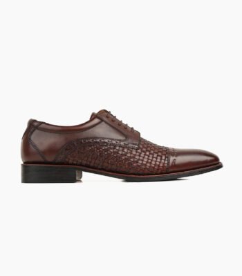 Ashbourne Derby Brown Woven Leather Shoes