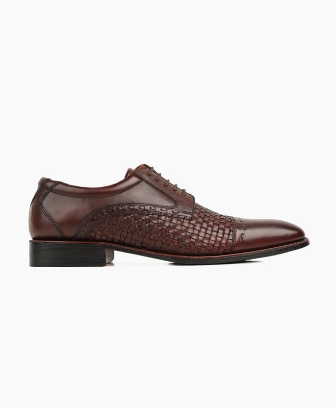 Ashbourne Derby Brown Woven Leather Shoes