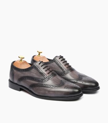Aylesbury Oxford Burnish Gray Leather Shoes