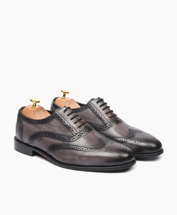 Aylesbury Oxford Burnish Gray Leather Shoes