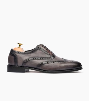 Aylesbury Oxford Burnish Gray Leather Shoes