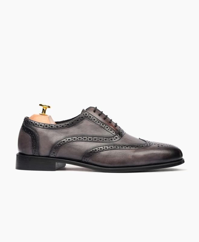 Aylesbury Oxford Burnish Gray Leather Shoes