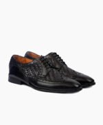 Buxton Derby Black Woven Leather Shoes