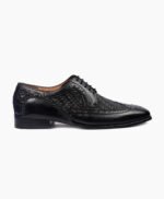 Buxton Derby Black Woven Leather Shoes